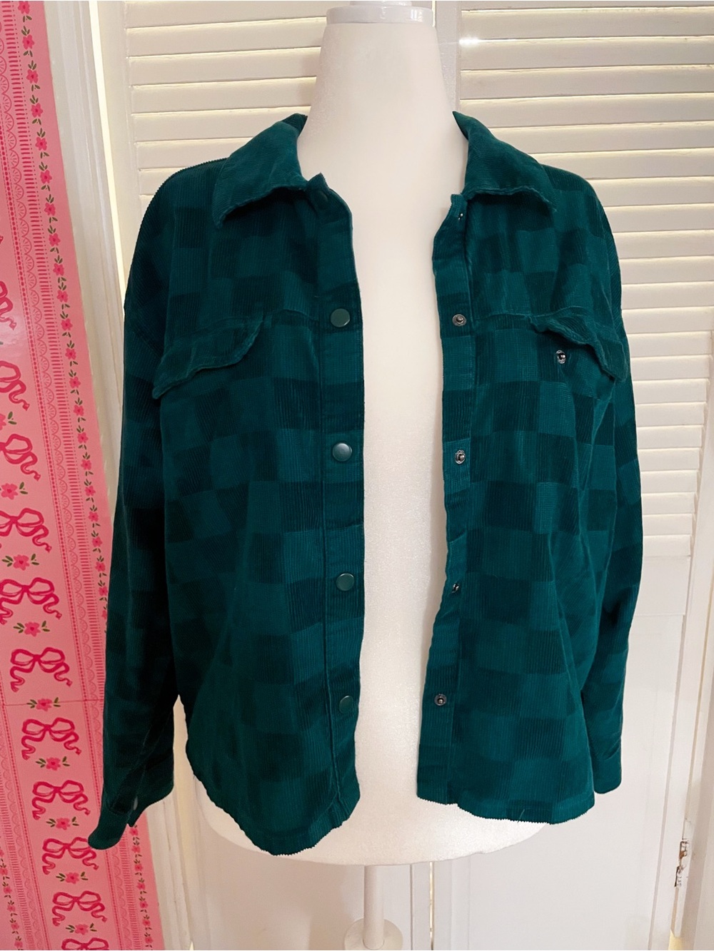 Vans Teal Check Corduroy Shirt Jacket - Women's